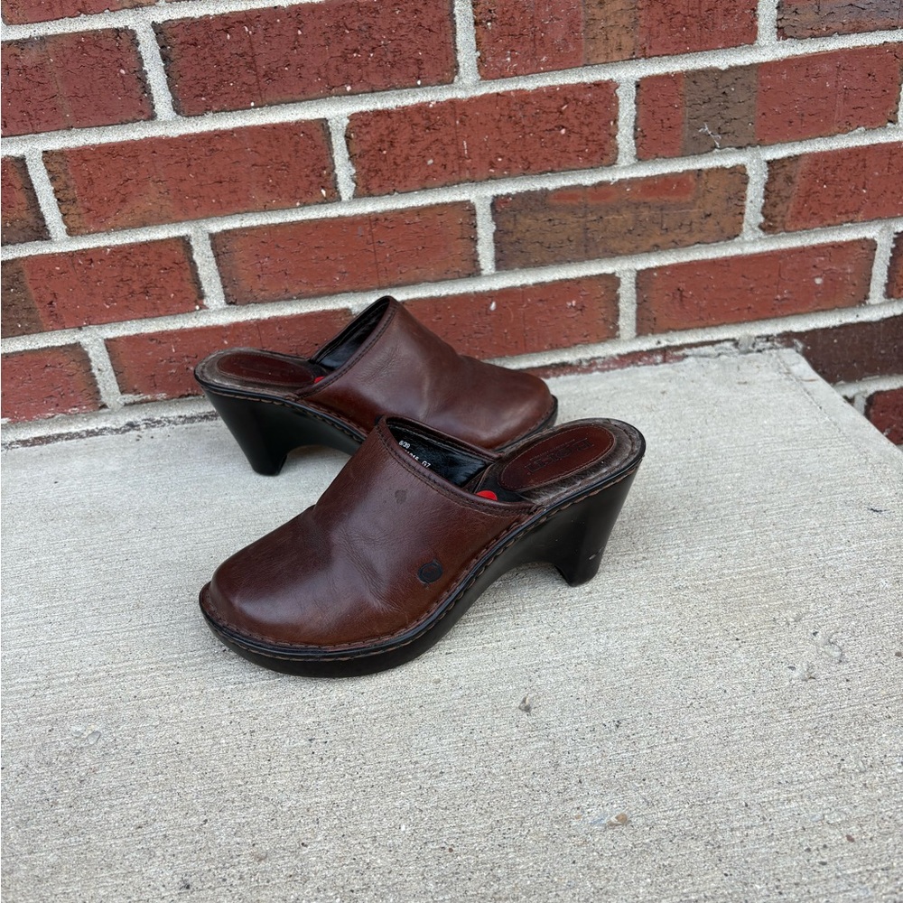 Born Dark Brown Leather Mules